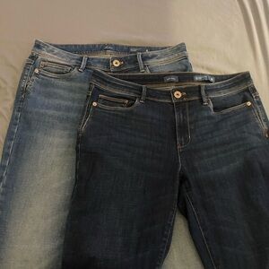 2 PAIRS of J. Jill Women's Slim Jeans - Dark Blue and Light Blue